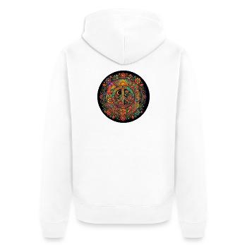 Frieden Liebe Natur Hippie - Unisex Premium Bio Zip Hoodie - Weiß - Hinten - Thijin (182cm)
