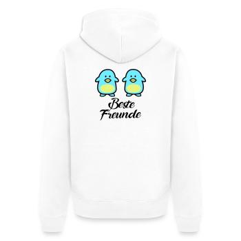 Pinguine Beste Freunde - Unisex Premium Bio Zip Hoodie - Weiß - Hinten - Thijin (182cm)