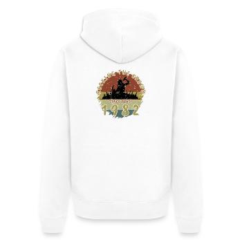44th Birthday Rocking the crowd SNG 04/1982 - Unisex Premium Organic Zip Hoodie - white - Back - Thijin (182cm)
