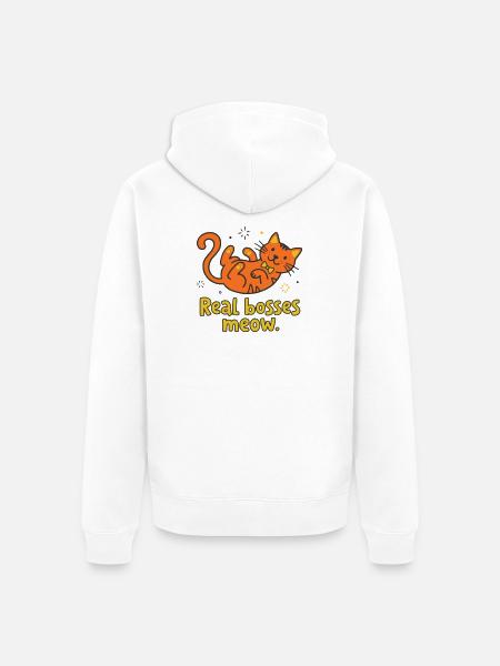 Real bosses meow cat - Unisex Premium Organic Zip Hoodie - white