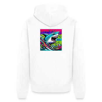 Hai - Unisex Premium Bio Zip Hoodie - Weiß - Hinten - Thijin (182cm)