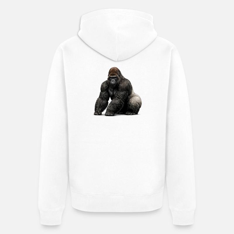 Gorilla Dyreliv Dyr - Premium økologisk unisex-hettejakke - hvit
