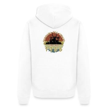 60. Geburtstag Rocking the crowd DRM 05/1966 - Unisex Premium Bio Zip Hoodie - Weiß - Hinten - Thijin (182cm)