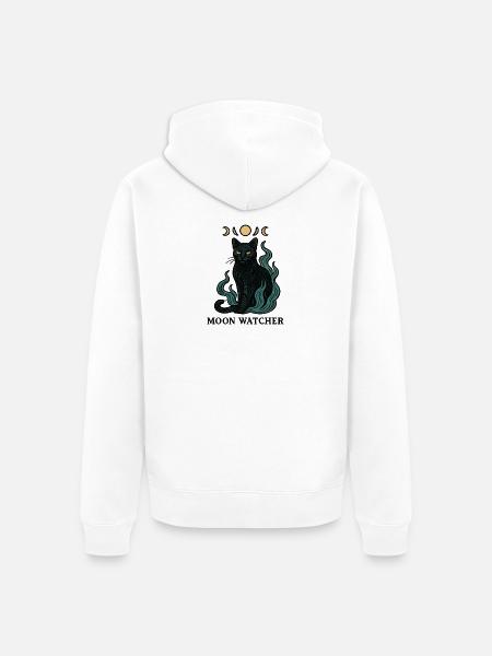 Mondwächter Katzenbild - Unisex Premium Bio Zip Hoodie - Weiß