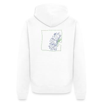 Bleuet minimaliste - Veste à capuche bio Premium Unisexe - blanc - Dos - Thijin (182cm)