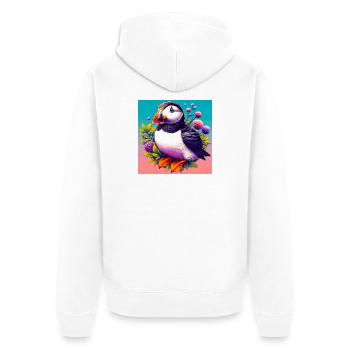 puffin - Unisex Premium Organic Zip Hoodie - white - Back - Thijin (182cm)