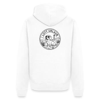 Dackel am Strand Lütt Urlaub - Unisex Premium Bio Zip Hoodie - Weiß - Hinten - Thijin (182cm)