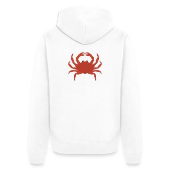 Crimson Crab Silhouette - Unisex Premium Organic Zip Hoodie - white - Back - Thijin (182cm)