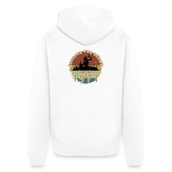55e anniversaire Faire vibrer la foule SNG 05/1971 - Veste à capuche bio Premium Unisexe - blanc - Dos - Thijin (182cm)