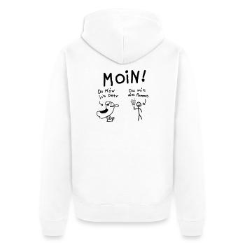 Moin Möwe Pommesdieb Lustig - Unisex Premium Bio Zip Hoodie - Weiß - Hinten - Thijin (182cm)