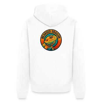 Lézard Agame Barbu Style Gravure Colorée - Veste à capuche bio Premium Unisexe - blanc - Dos - Thijin (182cm)