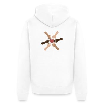 United Hearts Diverse Hands - Unisex Premium Organic Zip Hoodie - white - Back - Thijin (182cm)