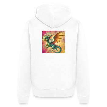 Drache - Unisex Premium Bio Zip Hoodie - Weiß - Hinten - Thijin (182cm)