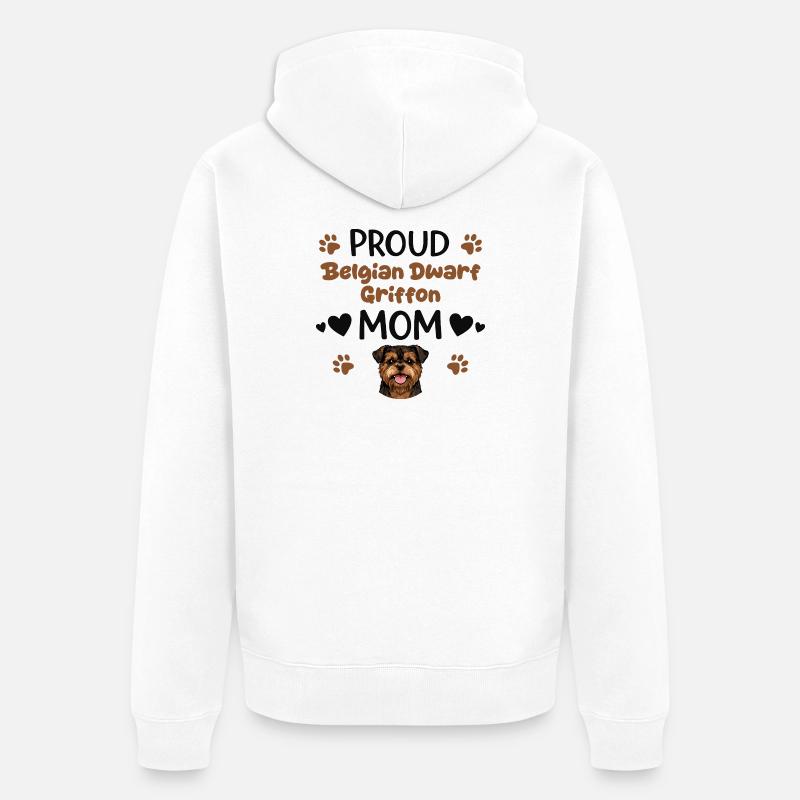Stolze Griffon Mutter, Belgischer Zwerggriffon - Unisex Premium Bio Zip Hoodie - Weiß