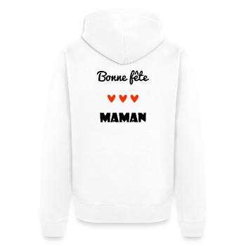 BONNE FÊTE. COEUR. BONNE FÊTE MAMAN. MAMAN. FÊTE - Veste à capuche bio Premium Unisexe - blanc - Dos - Thijin (182cm)