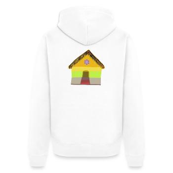 Colourful village house with thatched roof - Unisex Premium Organic Zip Hoodie - white - Back - Thijin (182cm)