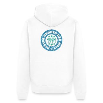 Round Retro Stamp 1991 - Unisex Premium Organic Zip Hoodie - white - Back - Thijin (182cm)