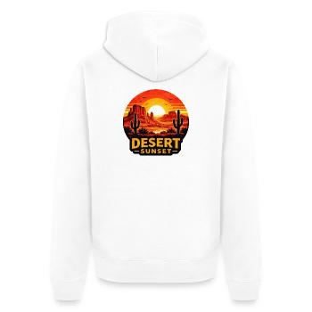 Aventure : Paysage de cactus au coucher de soleil dans le désert - Veste à capuche bio Premium Unisexe - blanc - Dos - Thijin (182cm)