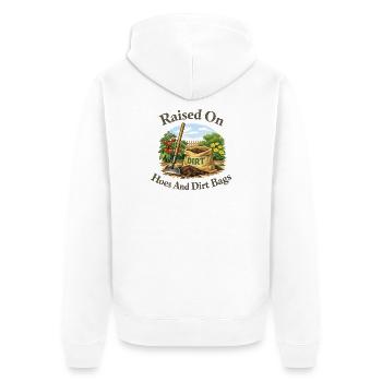 J’ai grandi avec des filles et des – des drôles - Veste à capuche bio Premium Unisexe - blanc - Dos - Thijin (182cm)