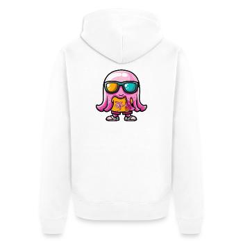 Qualle Comic Urlaub - Unisex Premium Bio Zip Hoodie - Weiß - Hinten - Thijin (182cm)