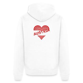 Austria Herz Streifen Österreich Herz  - Unisex Premium Bio Zip Hoodie - Weiß - Hinten - Thijin (182cm)
