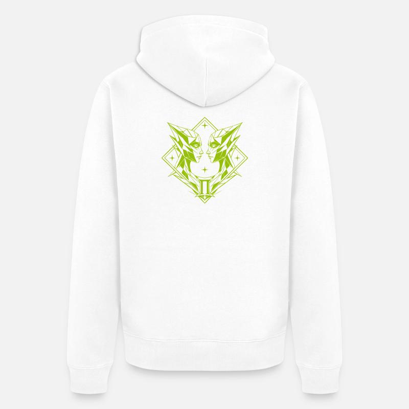 Gémeaux – Dualité et Équilibre - Veste à capuche bio Premium Unisexe - blanc