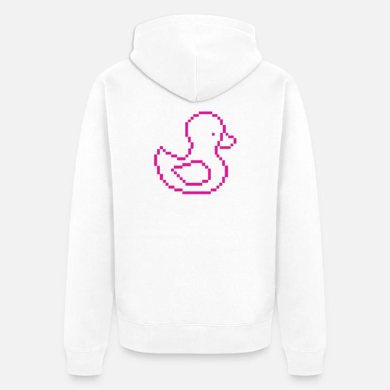 Pixel Duck Pink Pattern - Unisex Premium Organic Zip Hoodie - white