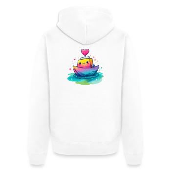Bateau Cœur dans la Mer Arc-en-ciel - Veste à capuche bio Premium Unisexe - blanc - Dos - Thijin (182cm)
