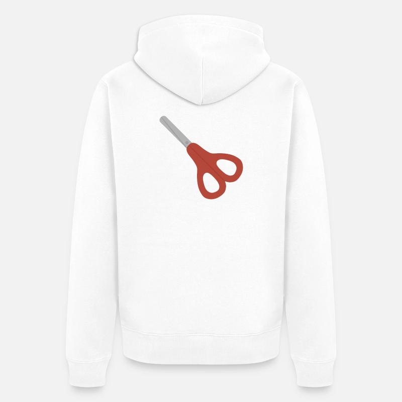 Icône des Ciseaux Rouges - Veste à capuche bio Premium Unisexe - blanc