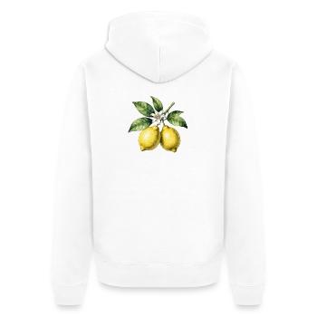 Botanical Lemon Trees Watercolor - Unisex Premium Organic Zip Hoodie - white - Back - Thijin (182cm)