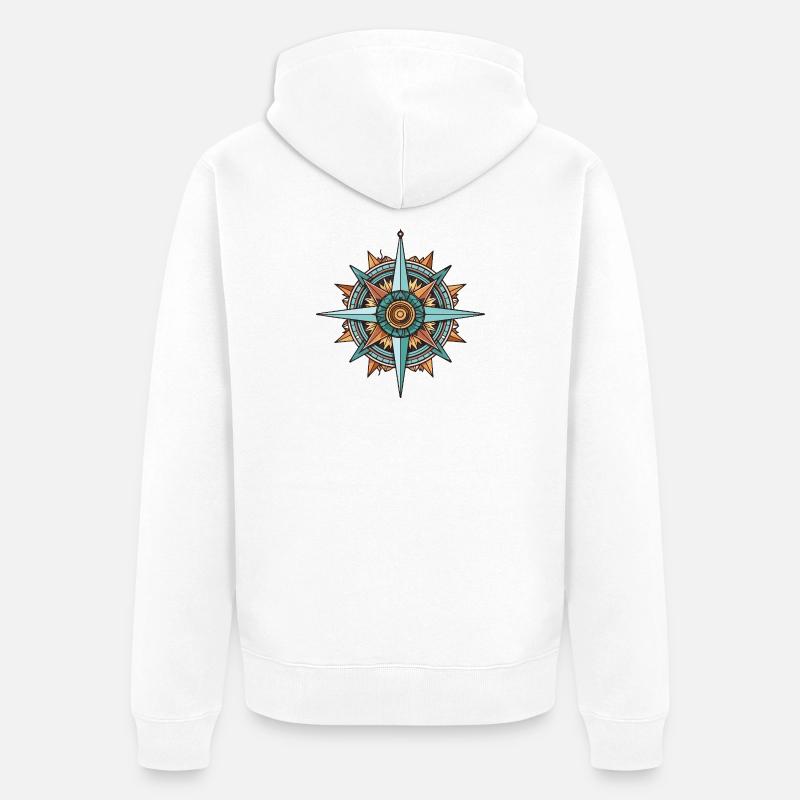 Kompass Reise - Unisex Premium Bio Zip Hoodie - Weiß
