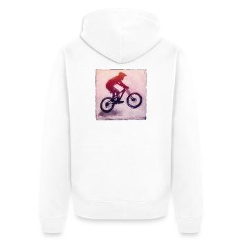 Mountain Biker - Gravé à la main imprimable - Veste à capuche bio Premium Unisexe - blanc - Dos - Thijin (182cm)