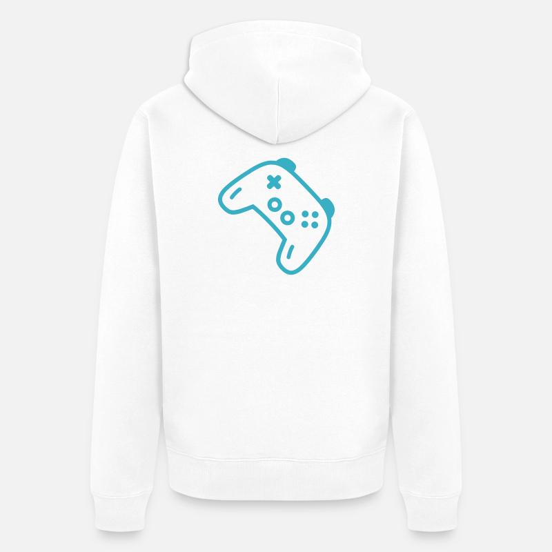Silhouette de manette turquoise - Veste à capuche bio Premium Unisexe - blanc