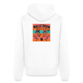 Malle Diven Beach Club Flamingo Mallorca Party  - Unisex Premium Bio Zip Hoodie - Weiß - Hinten - Thijin (182cm)
