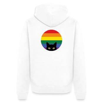 Pride Month LGBT – Späh-Katze - Unisex Premium Bio Zip Hoodie - Weiß - Hinten - Thijin (182cm)