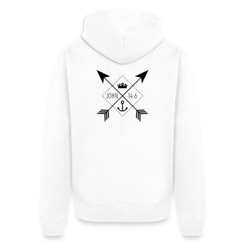 Sign John14:6 - Unisex Premium Bio Zip Hoodie - Weiß - Hinten - Thijin (182cm)
