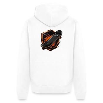 Flaming skateboard motif - Unisex Premium Organic Zip Hoodie - white - Back - Thijin (182cm)