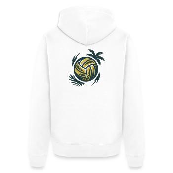 Beachvolleyball Welle Sonnenuntergang Turnier - Unisex Premium Bio Zip Hoodie - Weiß - Hinten - Thijin (182cm)