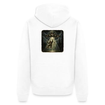 Alien Entführung - Bigfoot Lincoln UFO Retro - Unisex Premium Bio Zip Hoodie - Weiß - Hinten - Thijin (182cm)