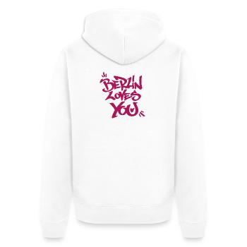 Berlin loves you graffiti style - Unisex Premium Organic Zip Hoodie - white - Back - Thijin (182cm)