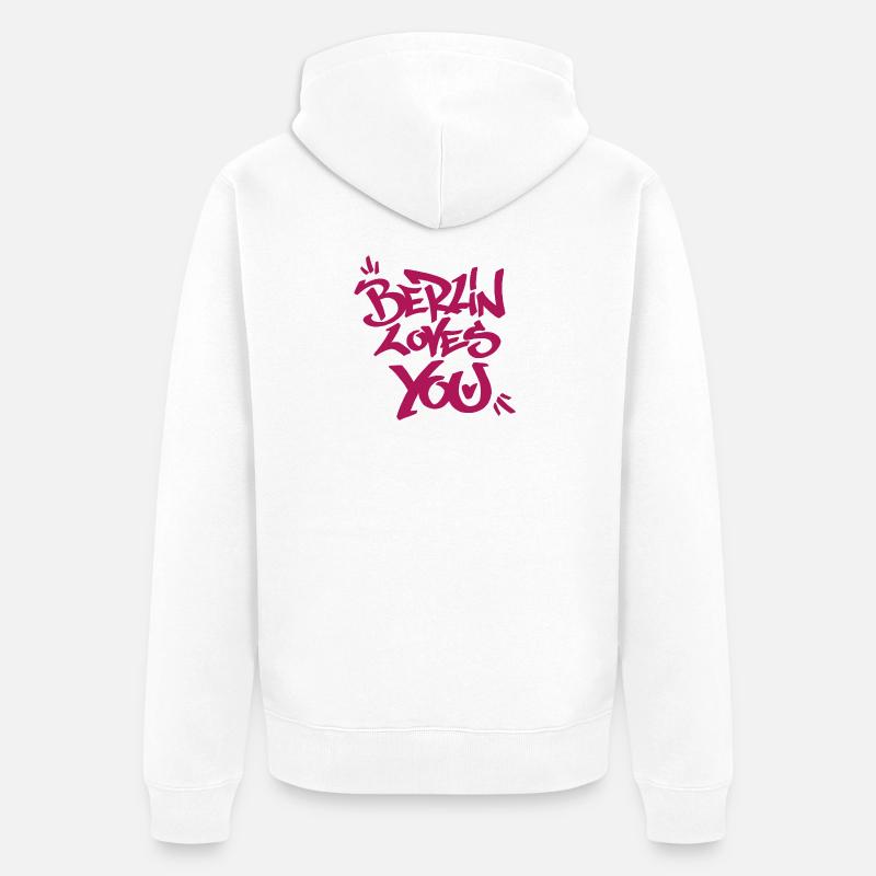 Berlin liebt dich Graffiti-Style - Unisex Premium Bio Zip Hoodie - Weiß