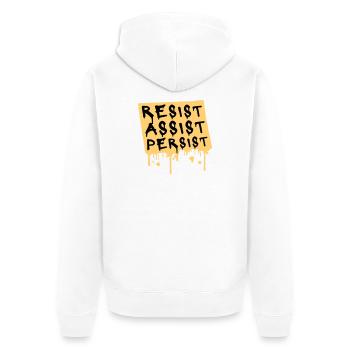 Resist Assist Persist Aktivismus Motivation Logo - Unisex Premium Bio Zip Hoodie - Weiß - Hinten - Thijin (182cm)