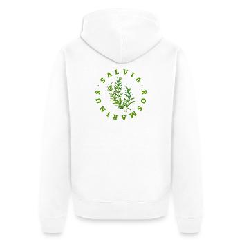 Rosemary Circular Botanical Emblem - Unisex Premium Organic Zip Hoodie - white - Back - Thijin (182cm)