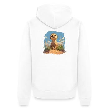Meerkat Erdmännchen - Unisex Premium Bio Zip Hoodie - Weiß - Hinten - Thijin (182cm)