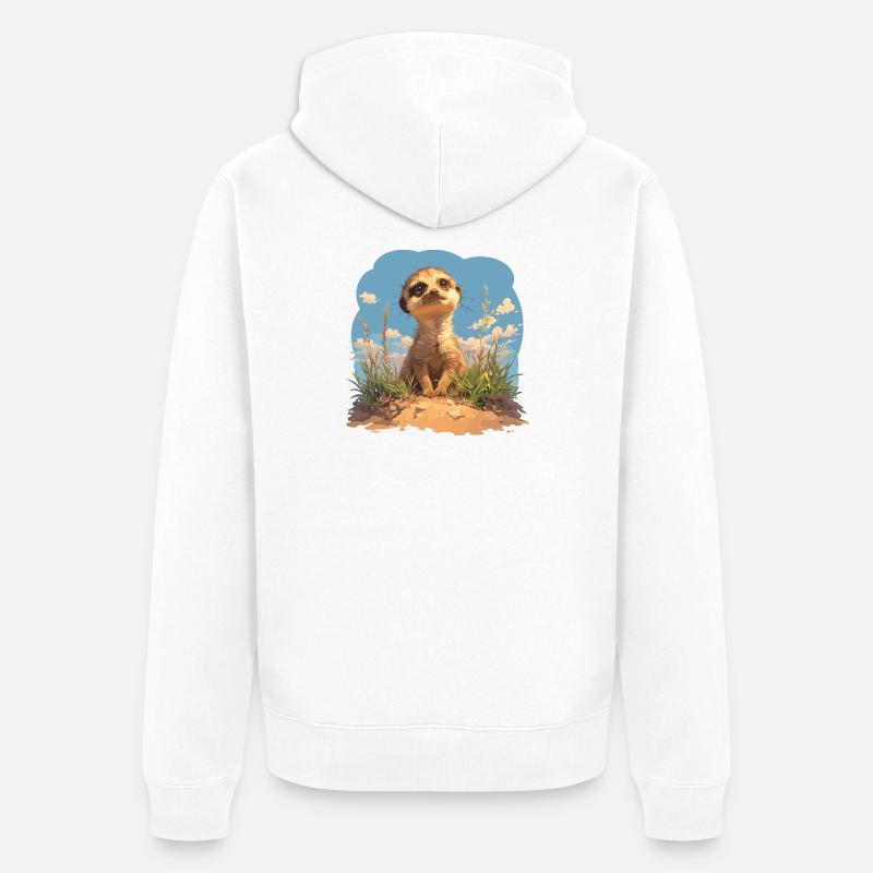 Suricate Erdmännchen - Veste à capuche bio Premium Unisexe - blanc