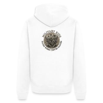 Militärkinder blühen dort auf, wo sie gepflanzt si - Unisex Premium Bio Zip Hoodie - Weiß - Hinten - Thijin (182cm)