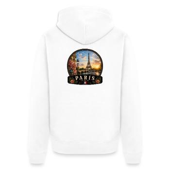 Paris Eiffelturm Seine Fleur de Lis Stadt der  - Unisex Premium Bio Zip Hoodie - Weiß - Hinten - Thijin (182cm)