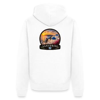 Santorini Griechenland Kreuzfahrt Urlaub Oia Abend - Unisex Premium Bio Zip Hoodie - Weiß - Hinten - Thijin (182cm)