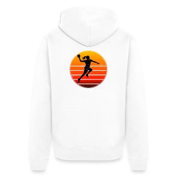 Die Handball-Faninnen und Handball passen zusammen - Unisex Premium Bio Zip Hoodie - Weiß - Hinten - Thijin (182cm)