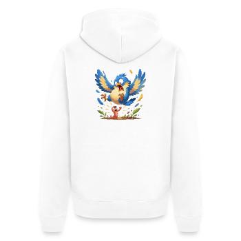 Colorful bird against worm - Unisex Premium Organic Zip Hoodie - white - Back - Thijin (182cm)